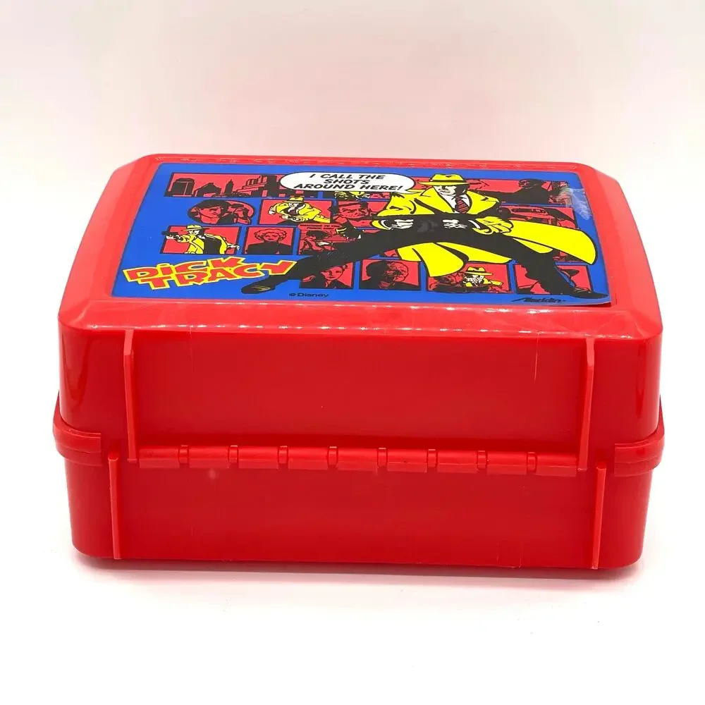 Dick Tracy Lunchbox Thermos Aladdin Disney Brand Red Vintage 1990